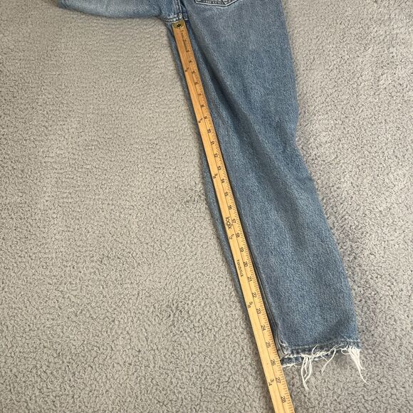 Agolde Crop Jeans Womens 24 x 26 Crop Blue High Rise  Button Fly Distressed - Picture 11 of 12